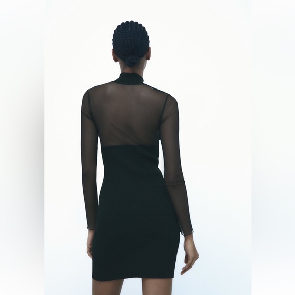 Zara COMBINATION TULLE DRESS. Black. Size S. New with Tags - Picture 3 of 7
